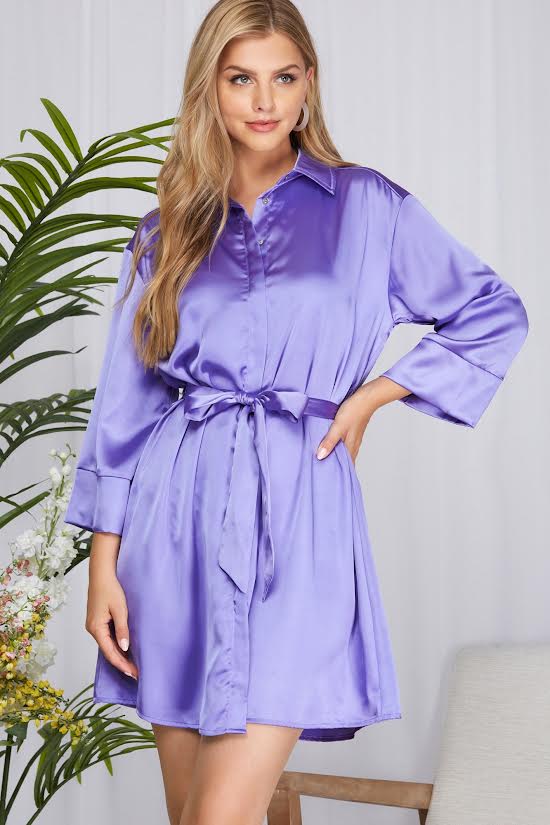 silk shirt dress by boutique Anais Long Sleeve Silk Shirt Dress in Black XS/S