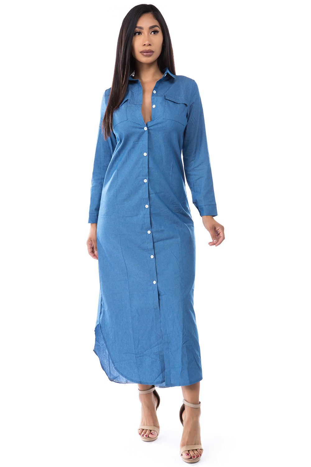 Audrey Denim Shirt Dress Medium at SexyModest Audrey Denim Shirt Dress Medium at SexyModest