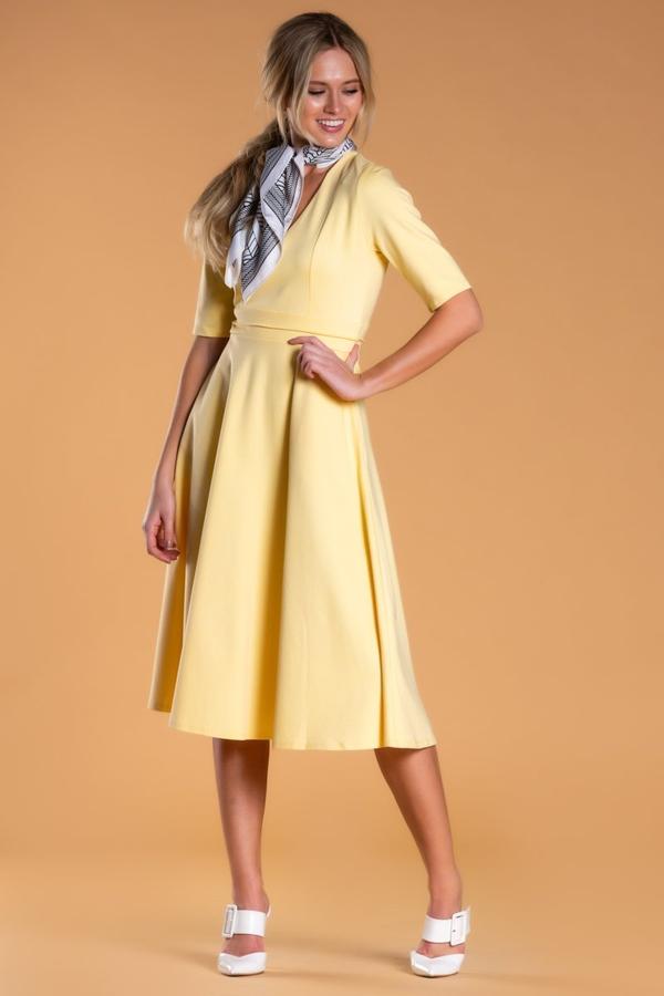 Brigitte Brianna V-Neck Gala Dress in Lemon