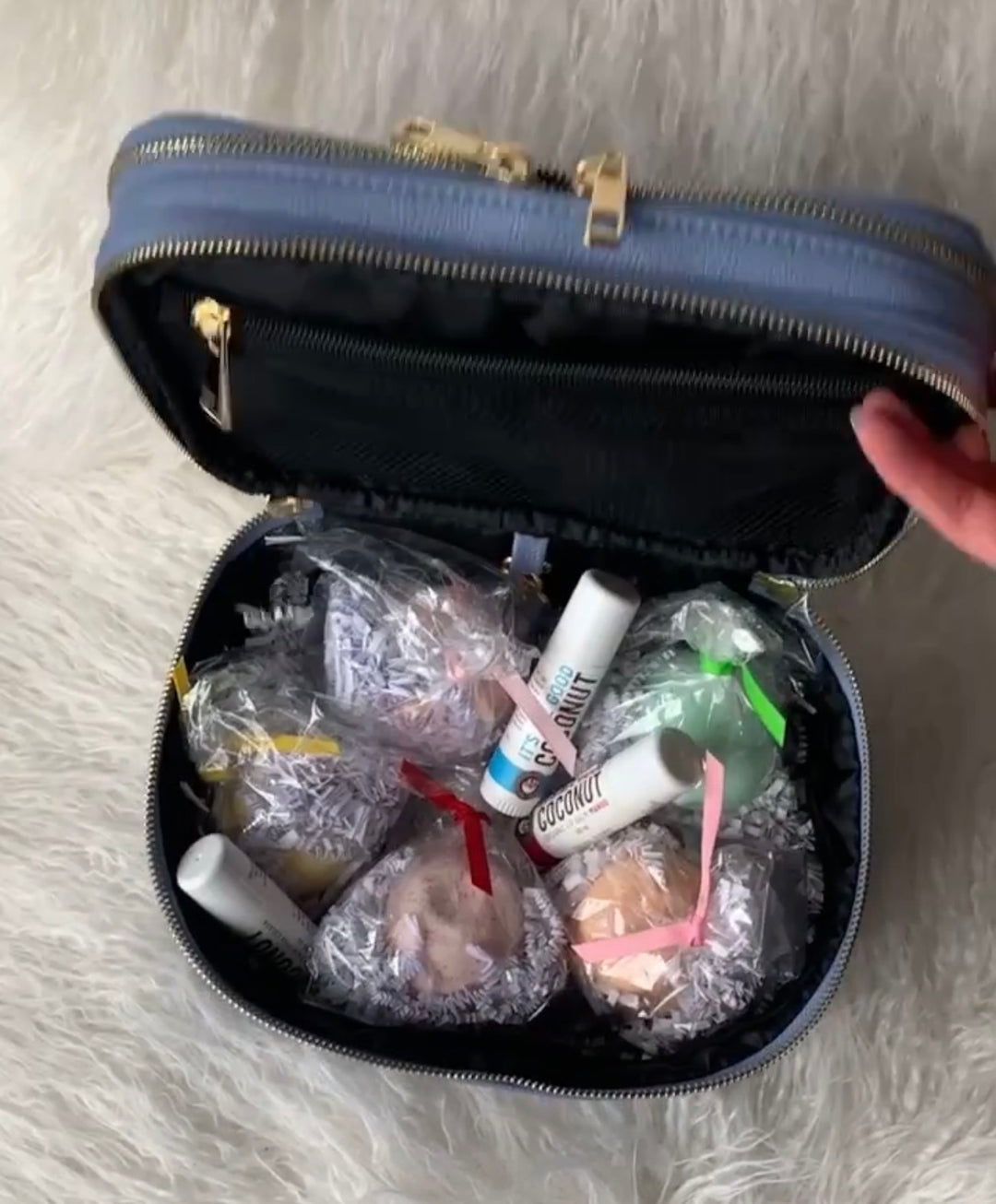 Brigitte Brianna Cosmetic Case filled with Easter goodies