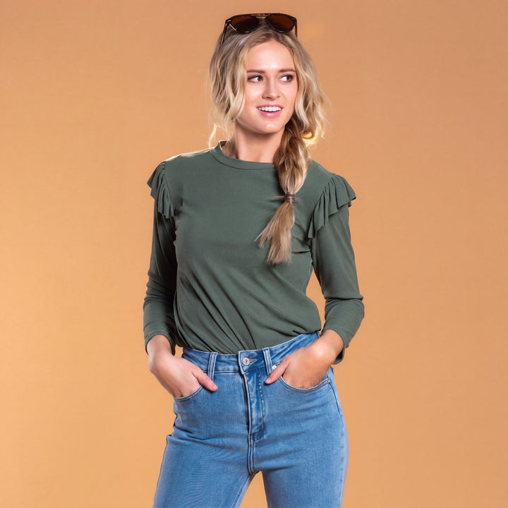 Brigitte Brianna Shoulder Ruffle Top