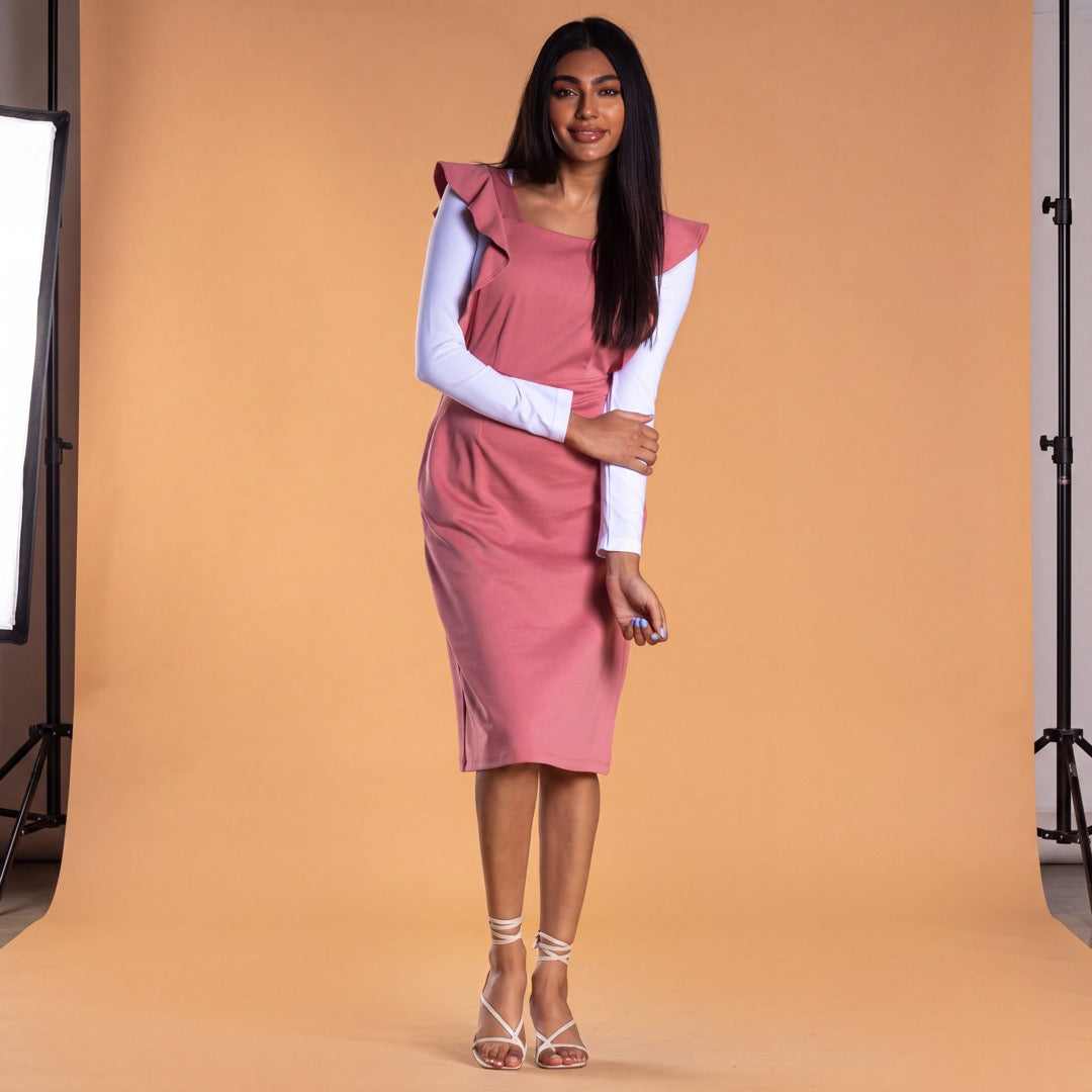 Brigitte Brianna Ruffle Overall Dress
