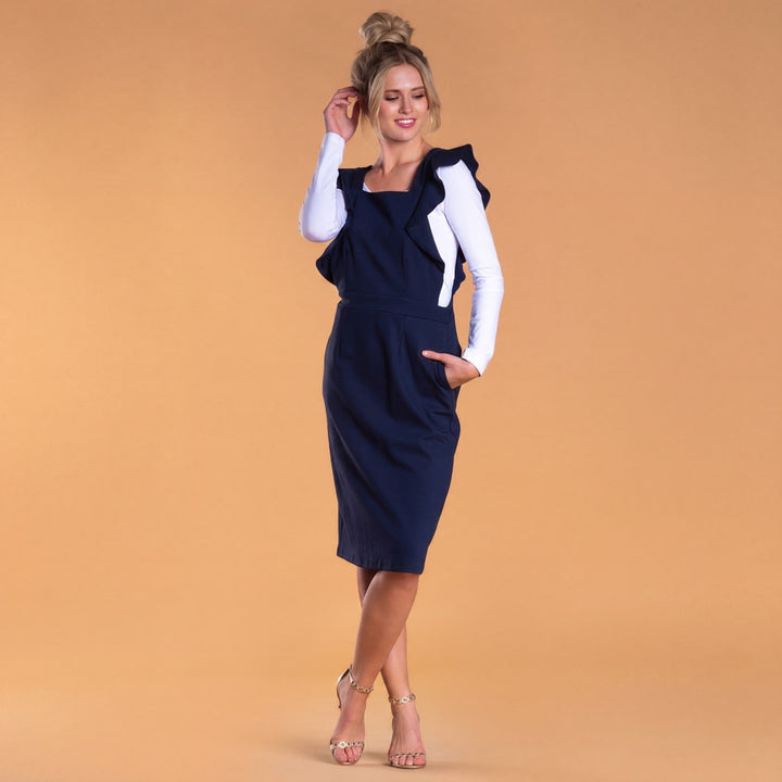 Brigitte Brianna Ruffle Overall Dress