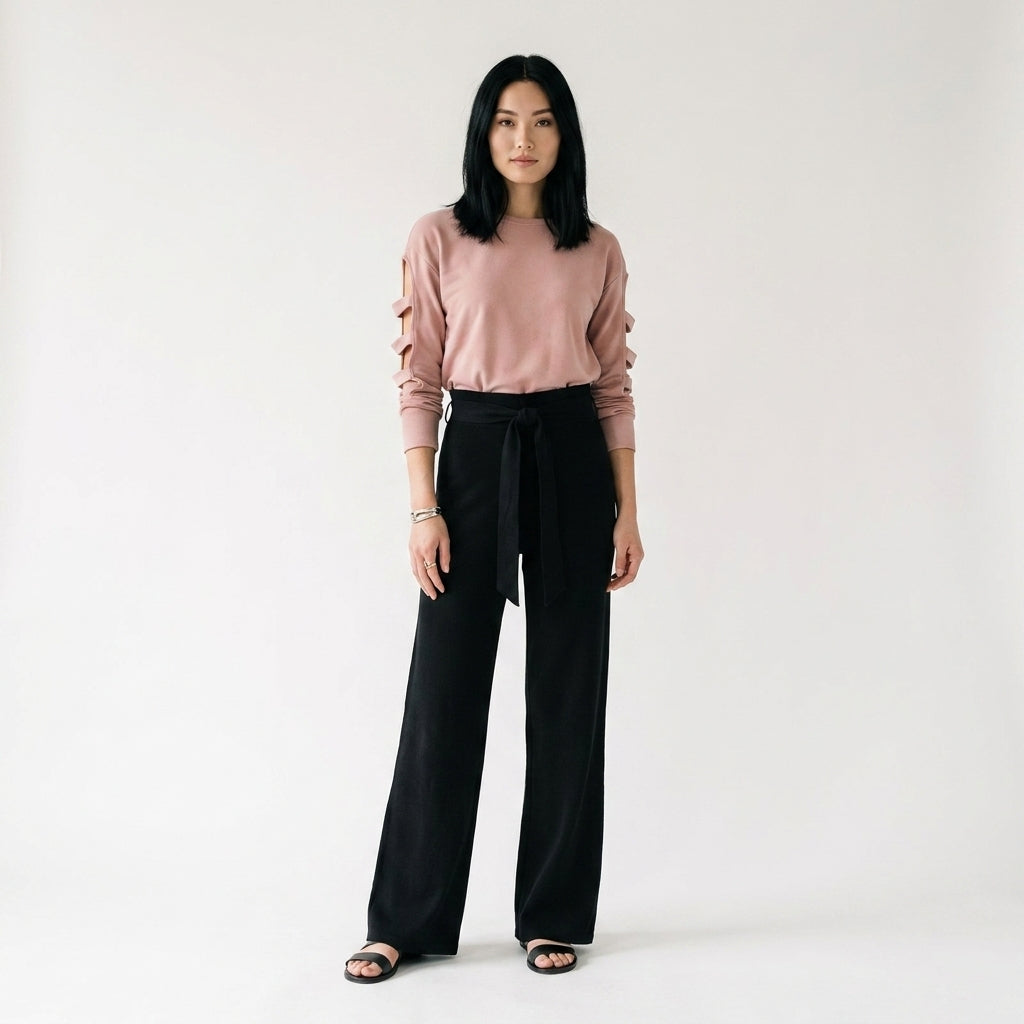 Slit Sleeve Sweatshirt &amp; NYC Pants Outfit