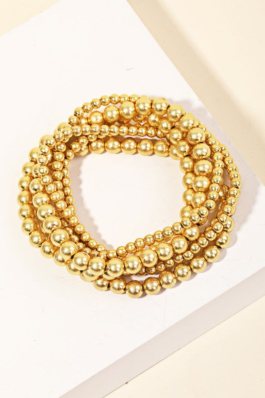 Gold Bead Bracelet Stack