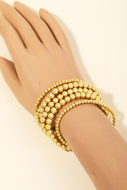 Gold Bead Bracelet Stack
