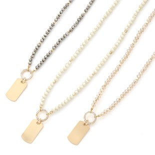 Gold Tag Crystal Necklace
