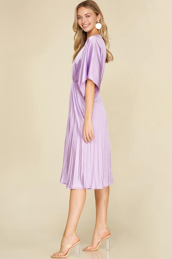 Satin Cascade Midi Dress