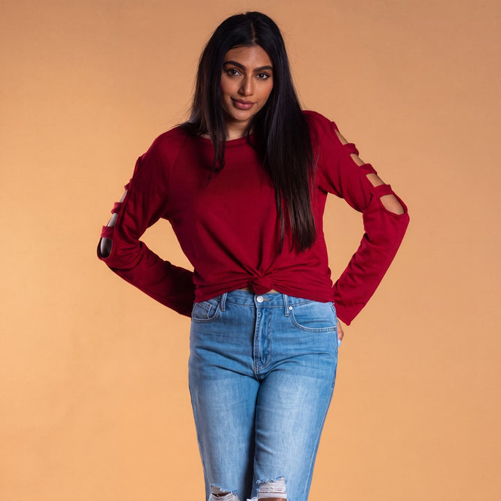 Brigitte Brianna Slit Sleeve Sweatshirt