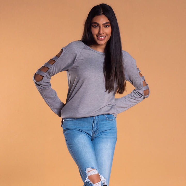 Brigitte Brianna Slit Sleeve Sweatshirt