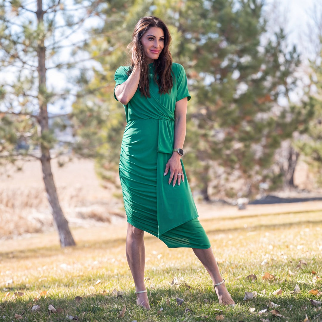 modest summer dress for women Women's Florya This timeless piece features a flattering silhouette with a cinched waist and a flowing skirt that gracefully falls to midi length Women's Modest Dresses & Modest