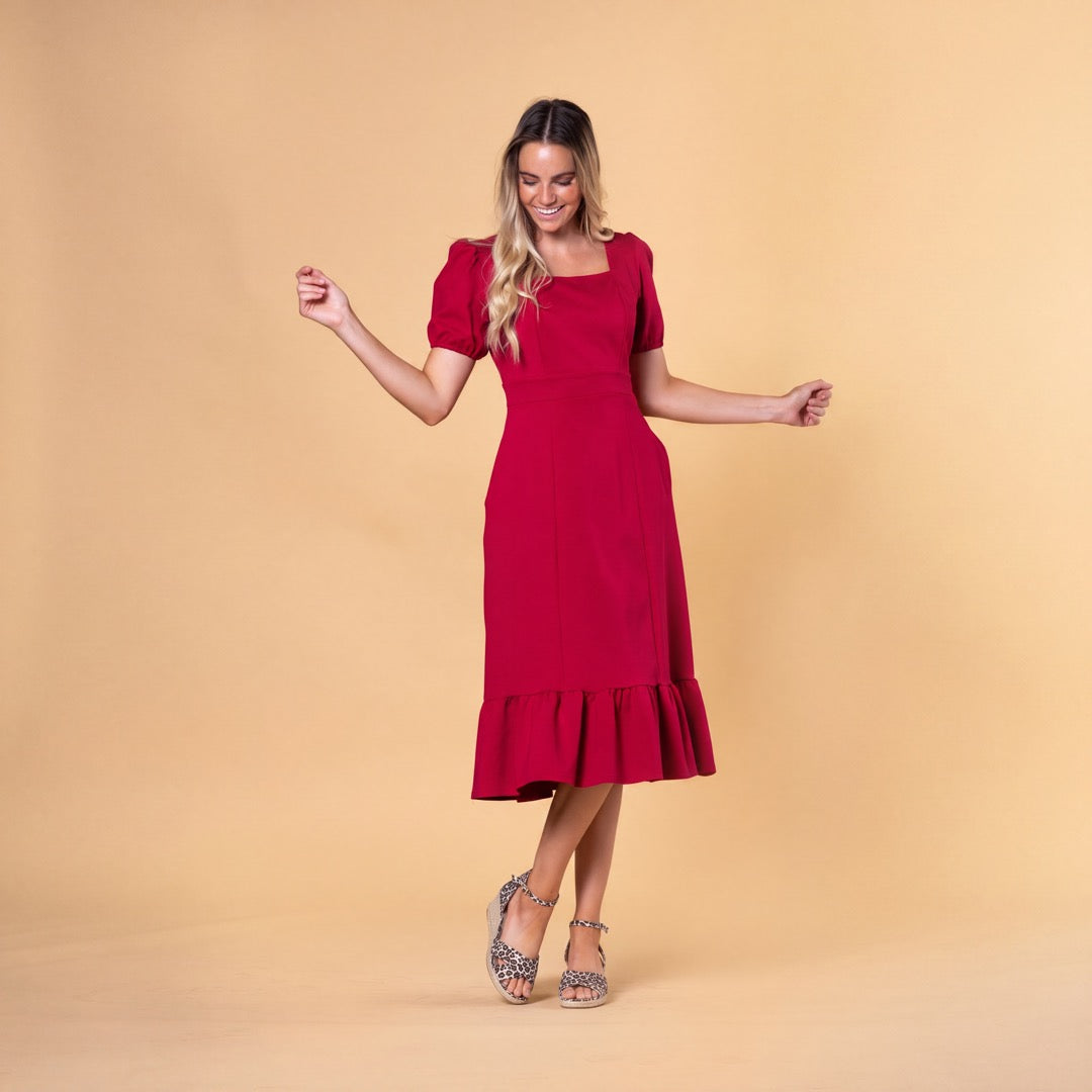 conservative dresses women This Is It Blue Swing Dress Shop the Mint Vintage girls Modest Round Neck Knee Length