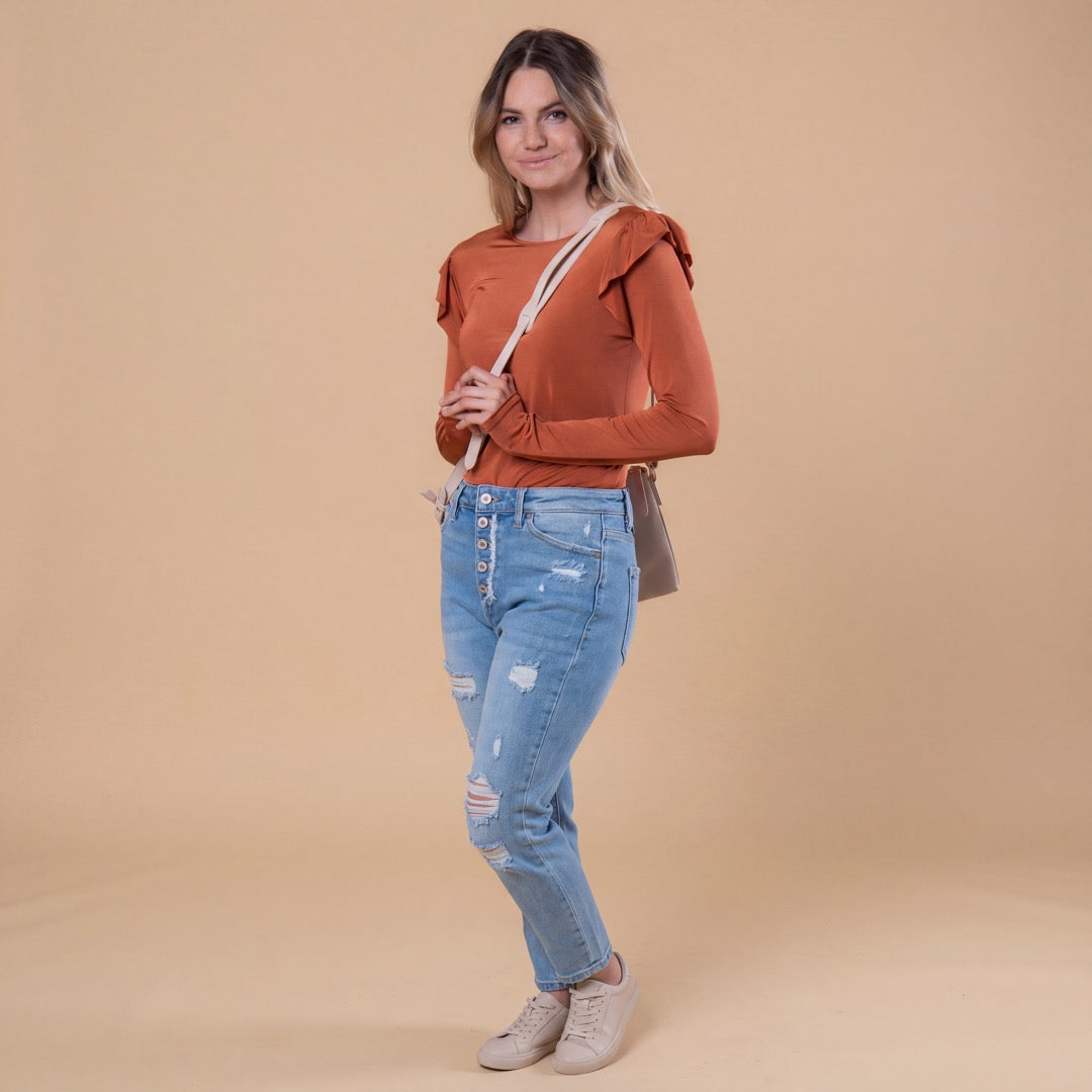 Brigitte Brianna Ice Ruffle Top