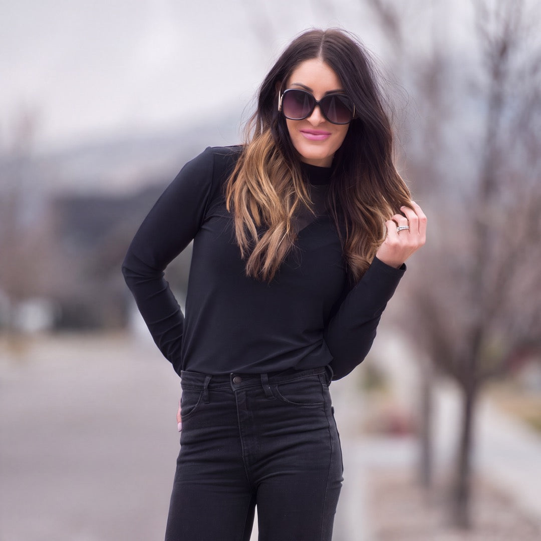 Brigitte Brianna Mesh Turtleneck