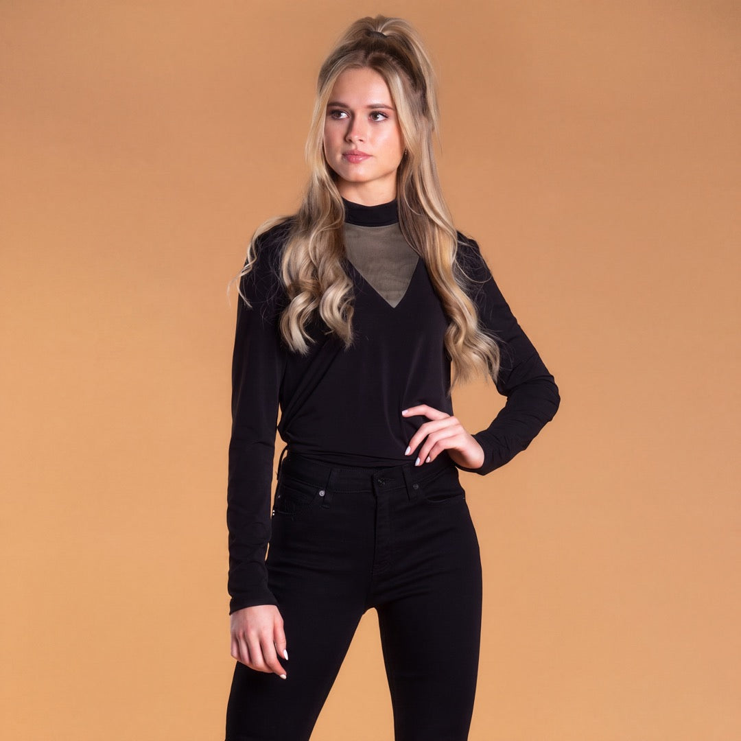 Brigitte Brianna Mesh Turtleneck