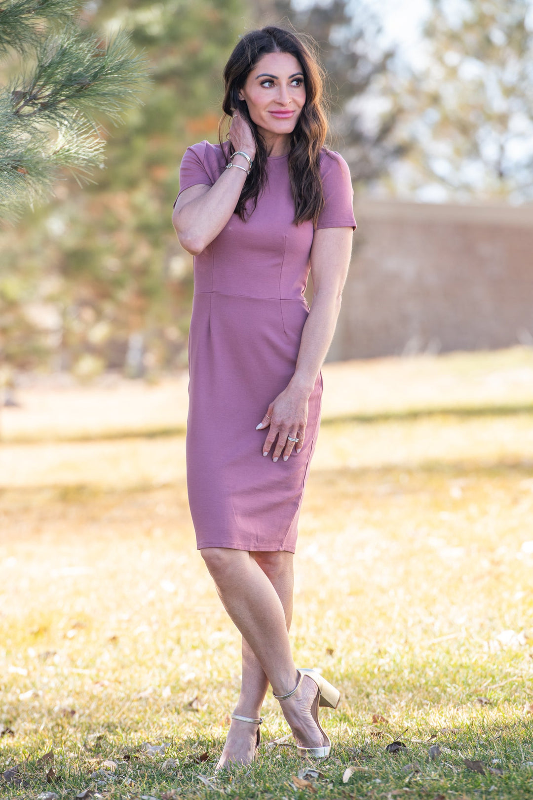 Little Black Modest Ponte Dress | Lilac / L at SexyModest Little Black Modest Ponte Dress | Lilac / L at SexyModest