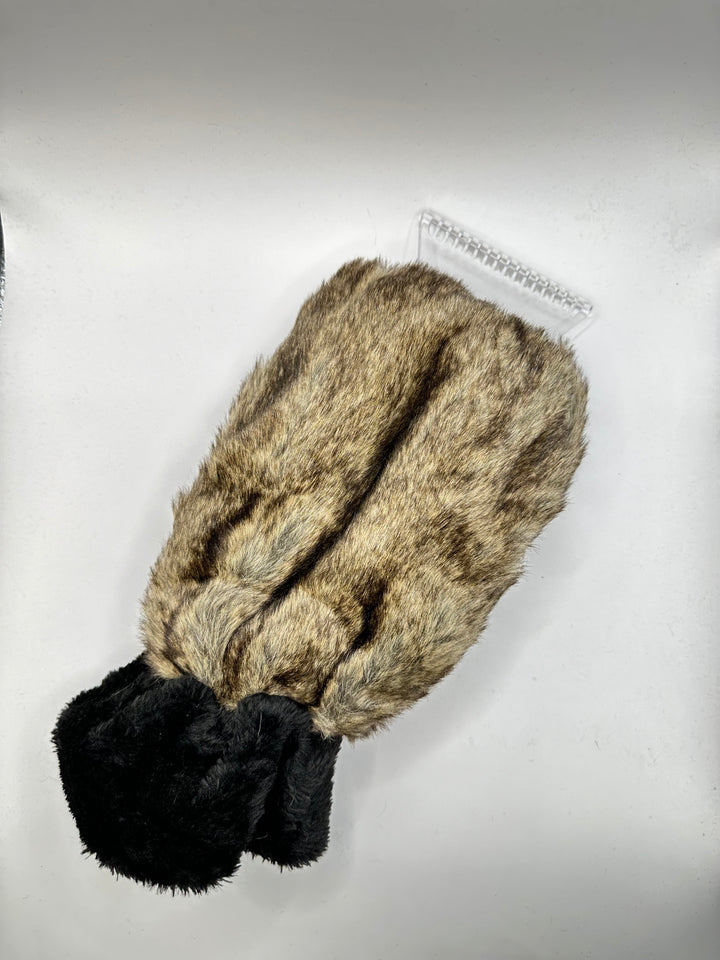 Car Snow Scraper & Faux Fur Mitten