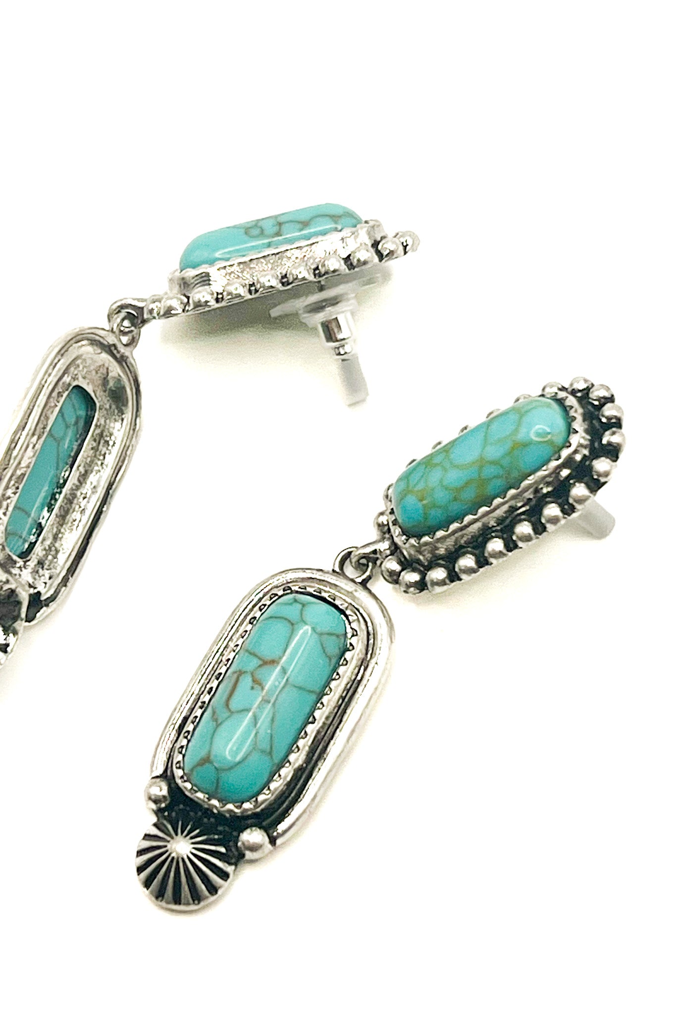 Turquise Oval Stack Drop Earrings