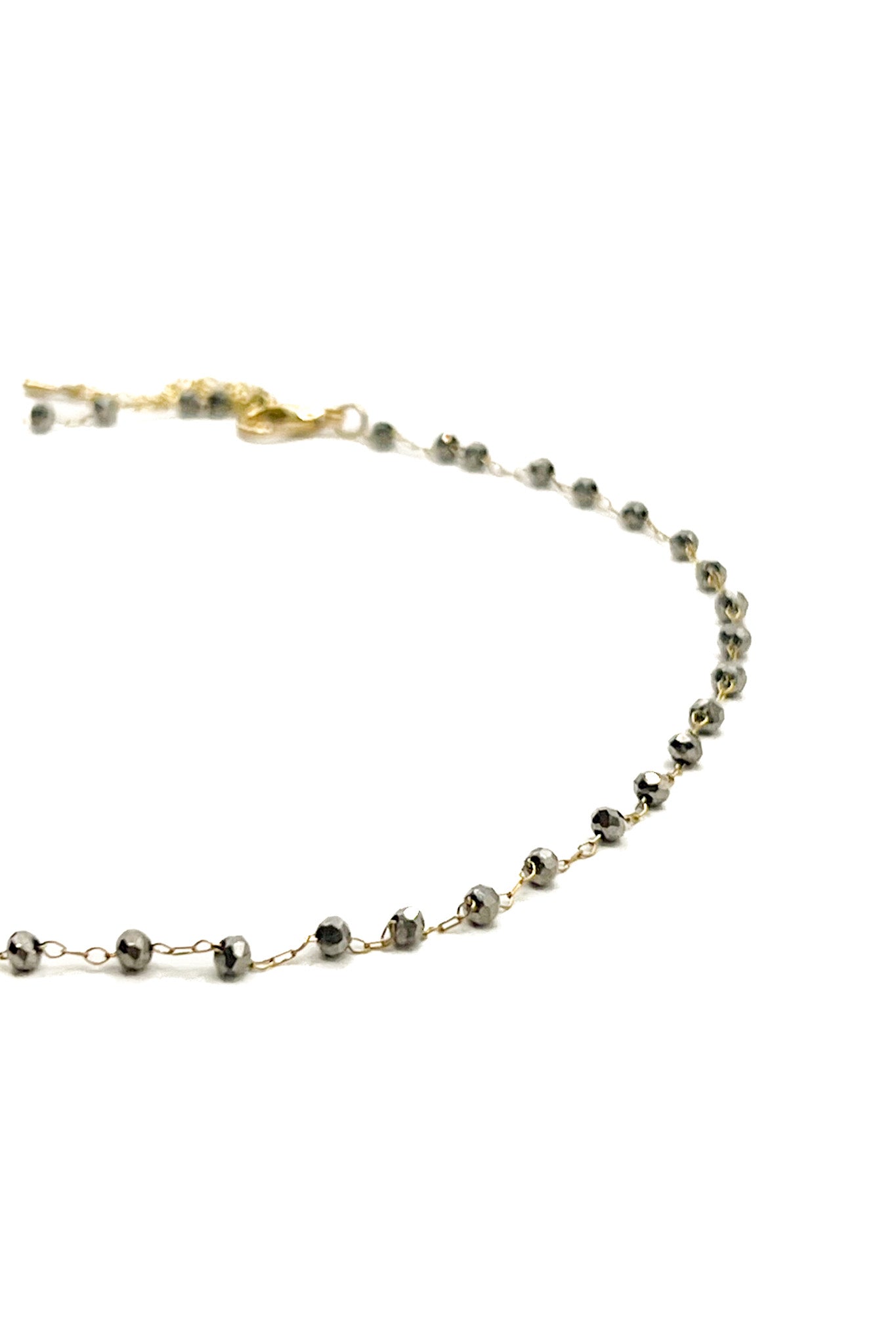 Gunmetal Crystal Bead Chain Necklace