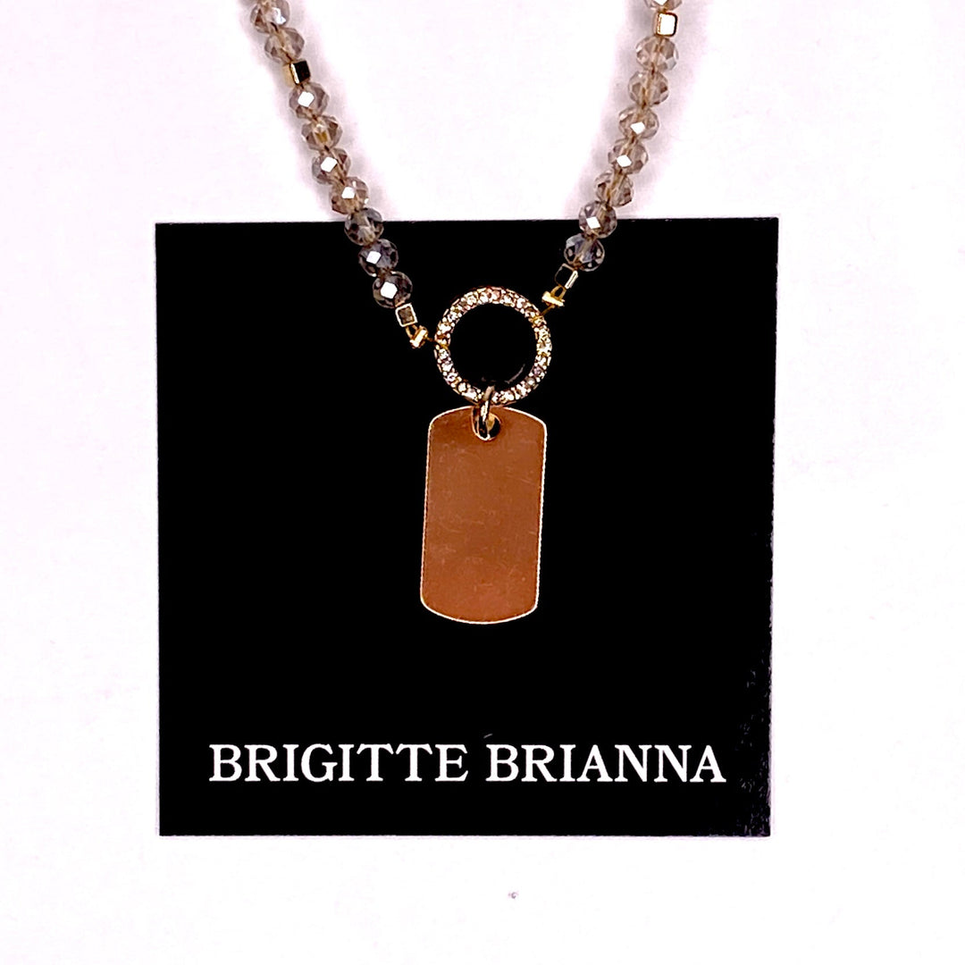 Gold Tag Crystal Necklace