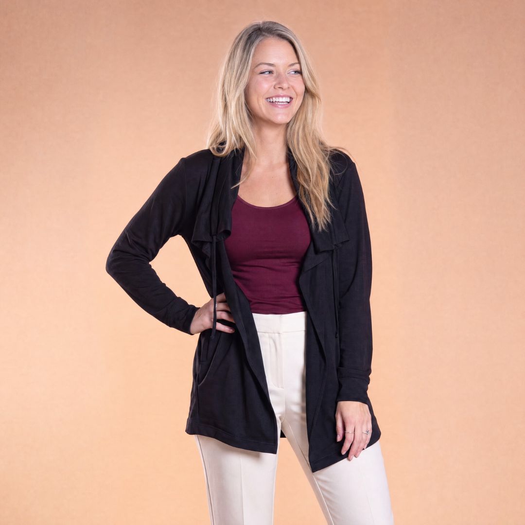 Jet Set Open Front Cardigan for Women – Hooded Long Cardigan with