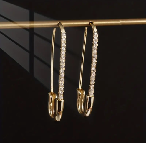 Sparkled Safety Pin Earrings