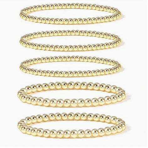 5-Piece Gold Beaded Bracelets