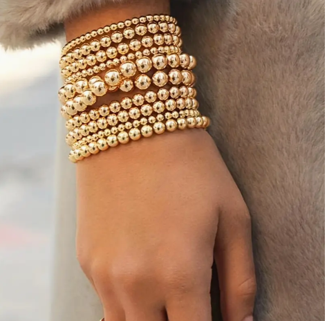 5-Piece Gold Beaded Bracelets