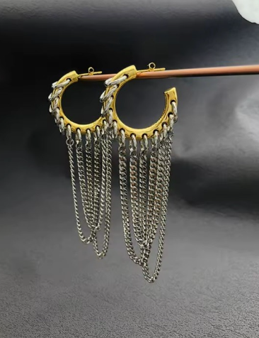 Chain Tassel Hoop Earrings