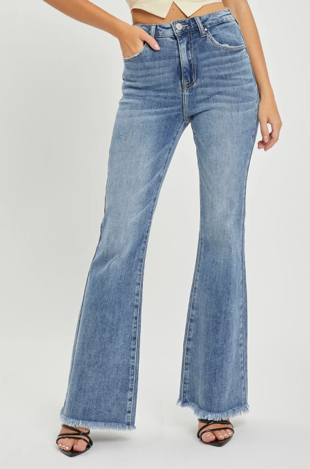 Vintage Frayed Flared Jeans
