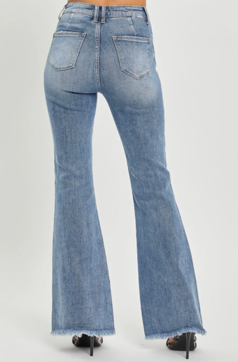 Vintage Frayed Flared Jeans