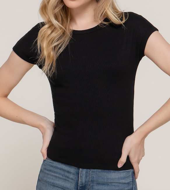 BB Short Sleeve Rib Knit Top