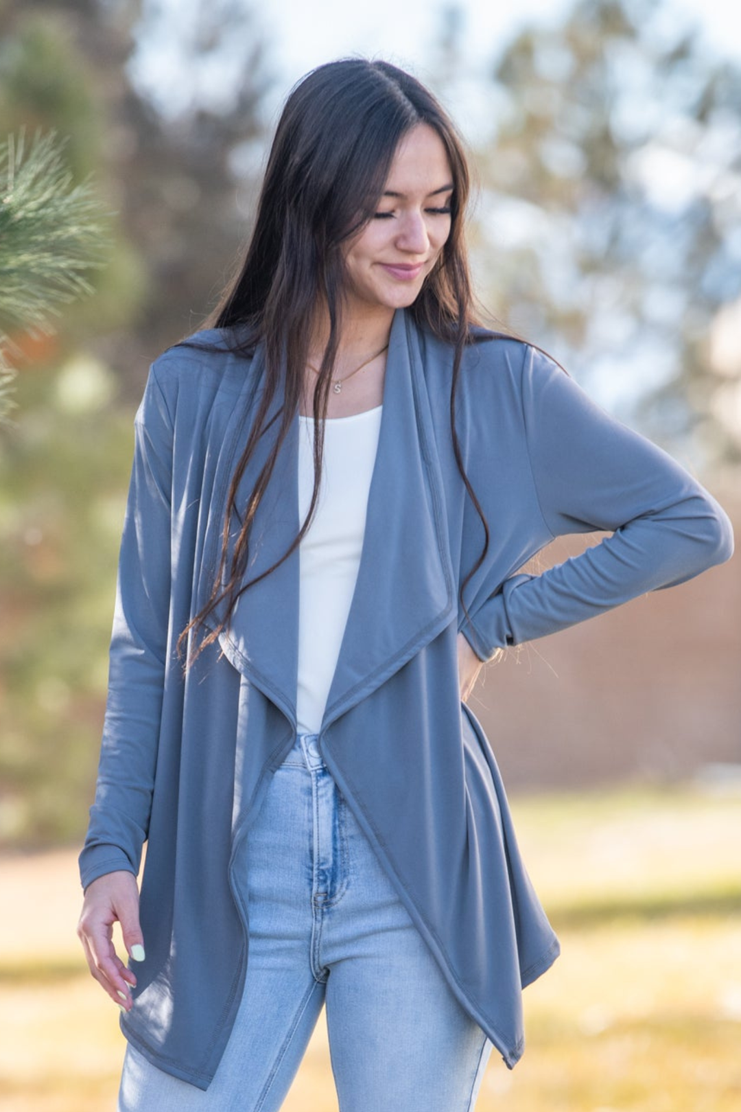 Women's Draped Open Front Voyage Cardigan – Lightweight Long Women's Draped Open Front Voyage Cardigan – Lightweight Long