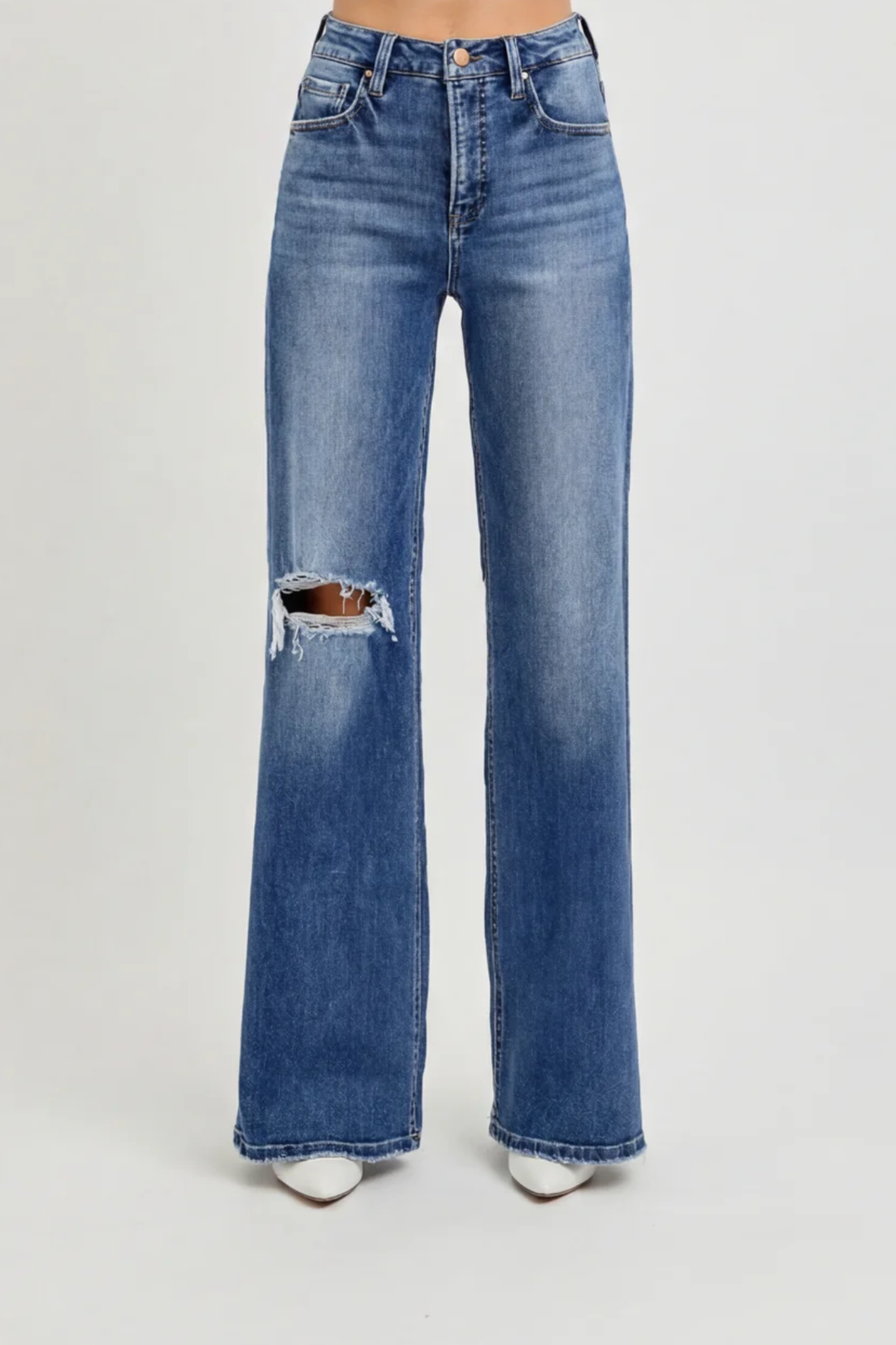 Wide Leg Distressed Jean - SexyModest Boutique