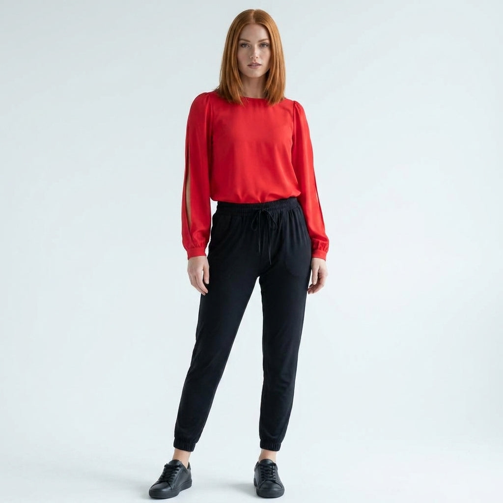 NYC Slit Top &amp; Street Joggers Outfit