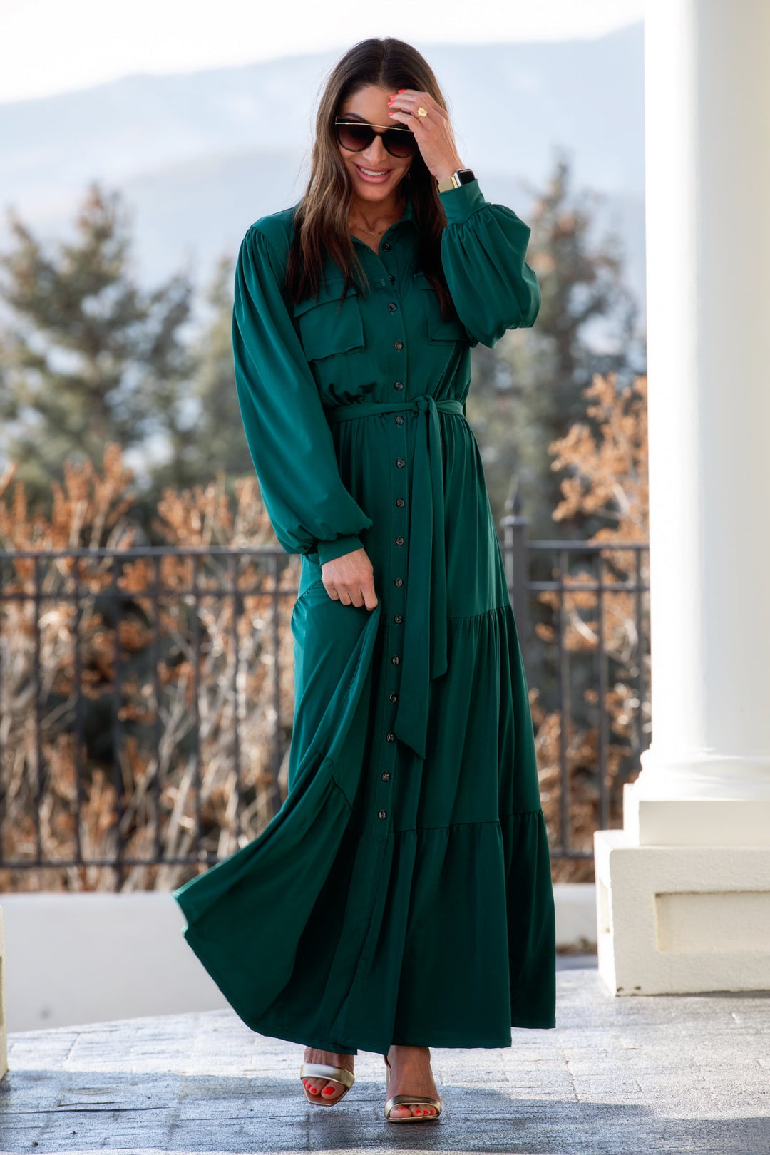Modest A-Line Bubble Sleeve La La Maxi Dress Modest A-Line Bubble Sleeve La La Maxi Dress