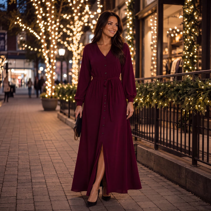 Brigitte Brianna V-Neck Maxi Dress