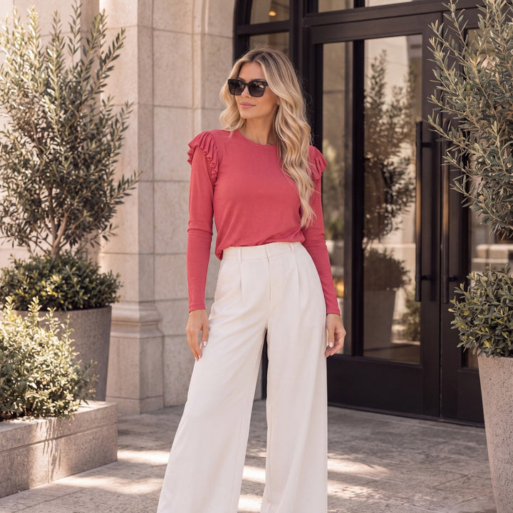 Brigitte Brianna Shoulder Ruffle Top