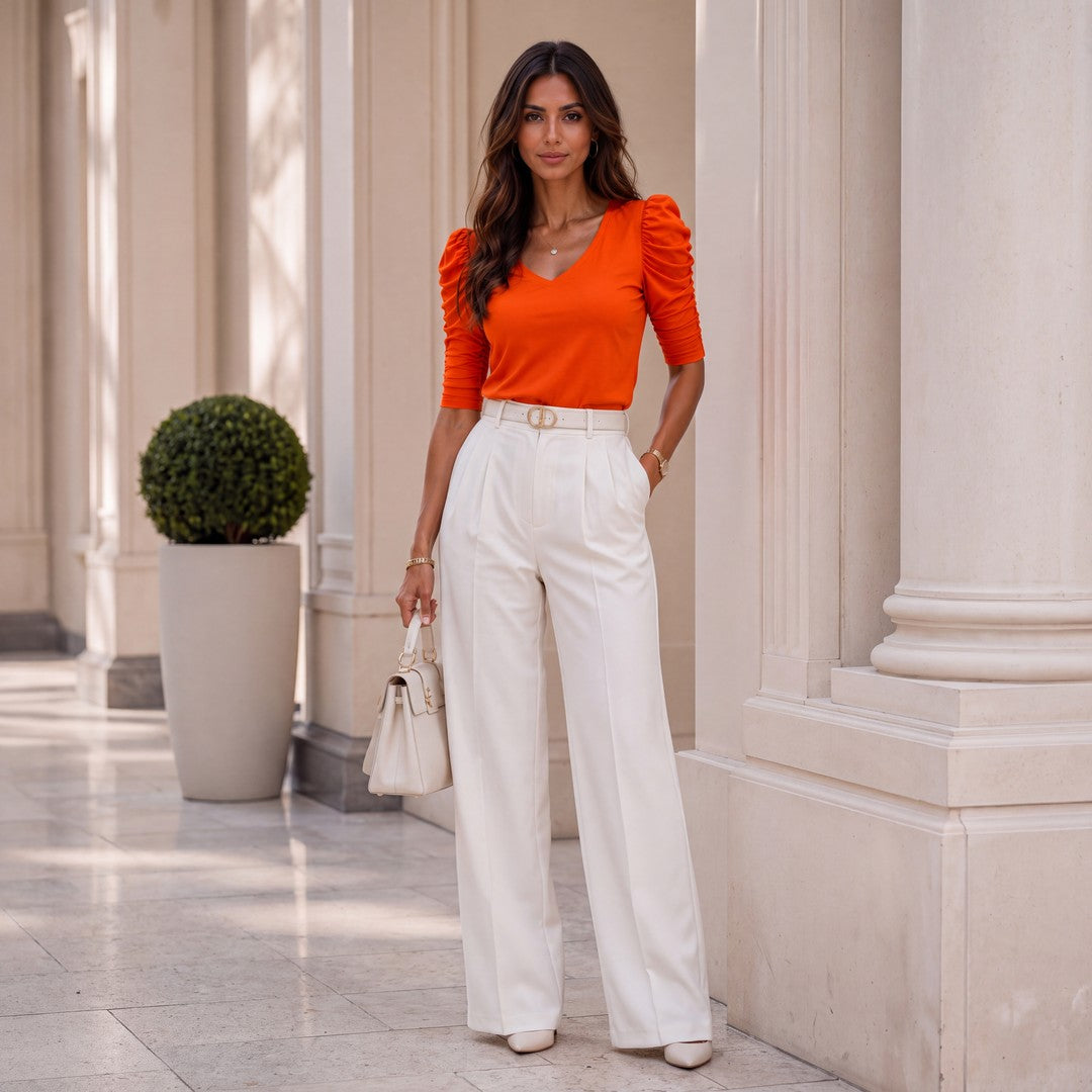 Brigitte Brianna Ruched Sleeve Top