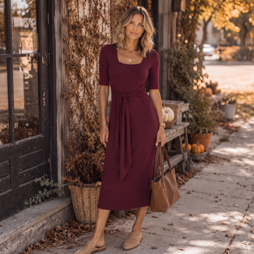 Brigitte Brianna Square Neck Dress