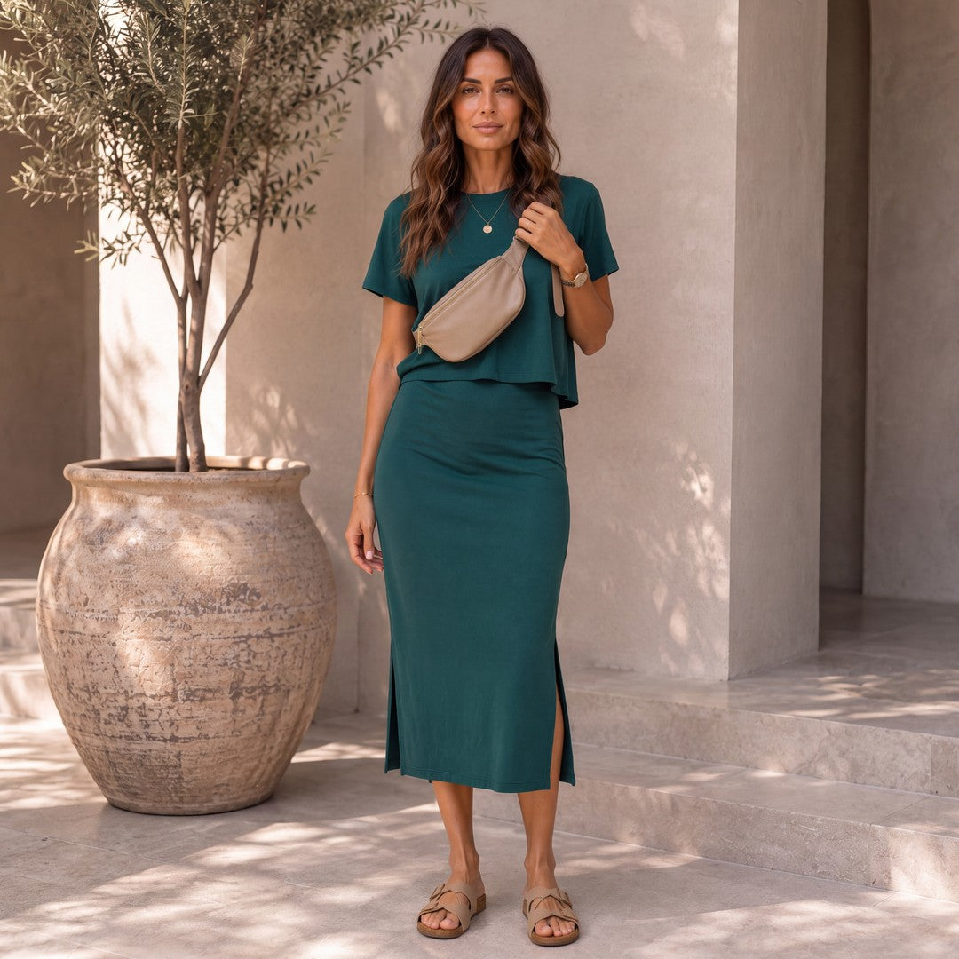 Brigitte Brianna Motion Tee & Runaround Skirt Set