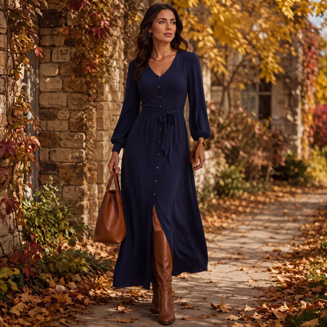 Brigitte Brianna V-Neck Maxi Dress