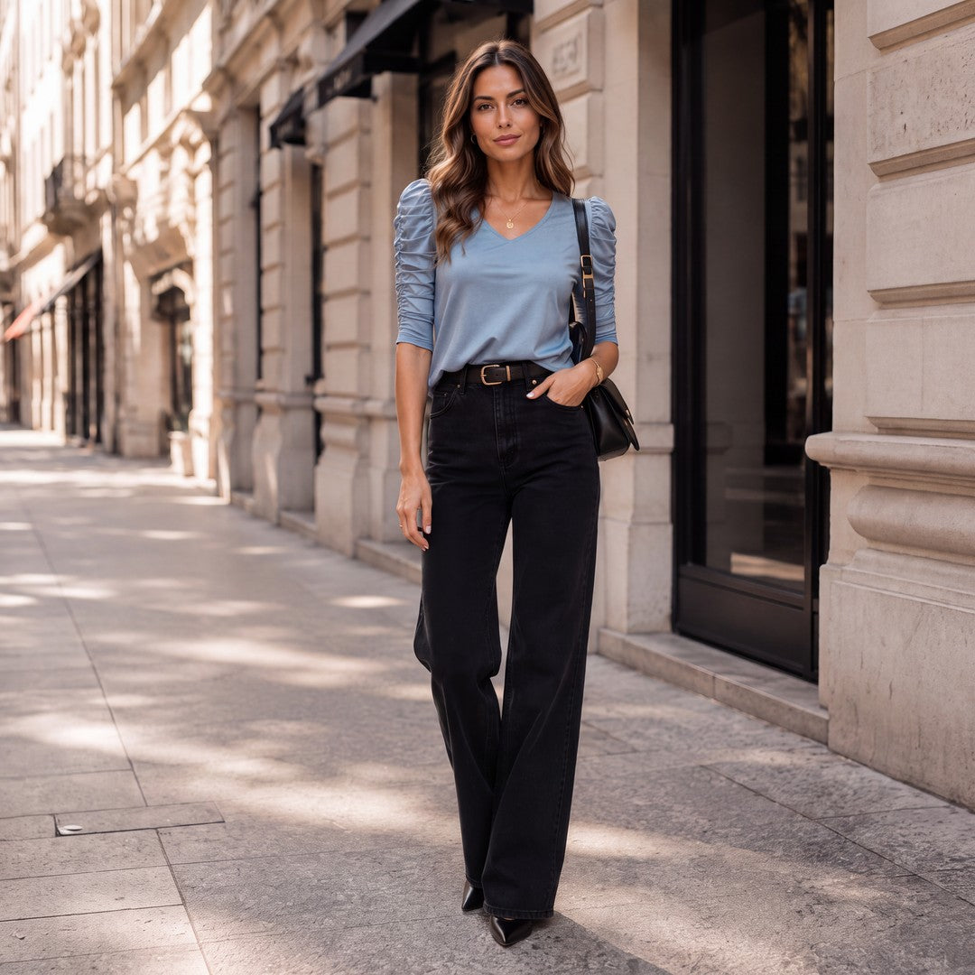 Brigitte Brianna Ruched Sleeve Top