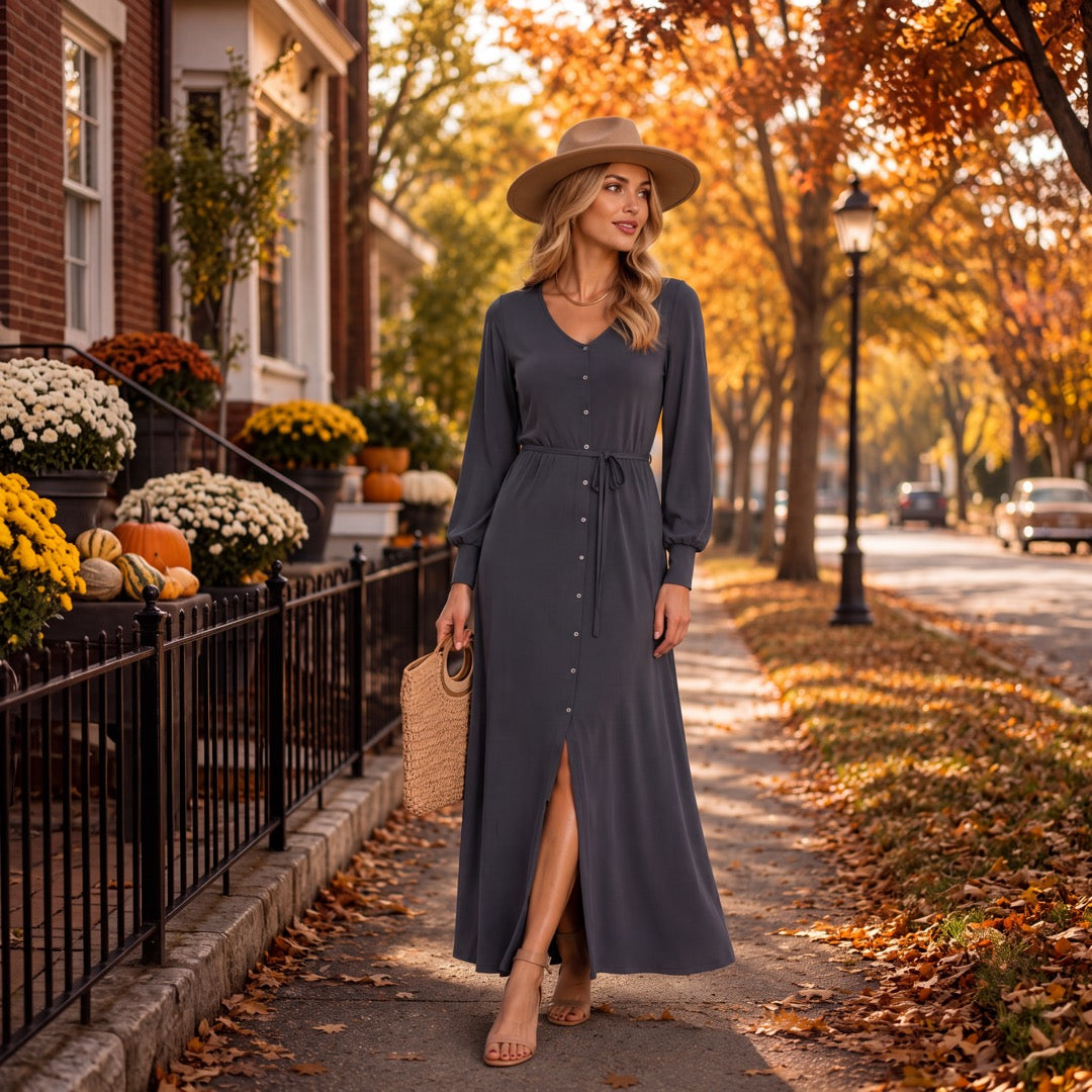 Brigitte Brianna V-Neck Maxi Dress