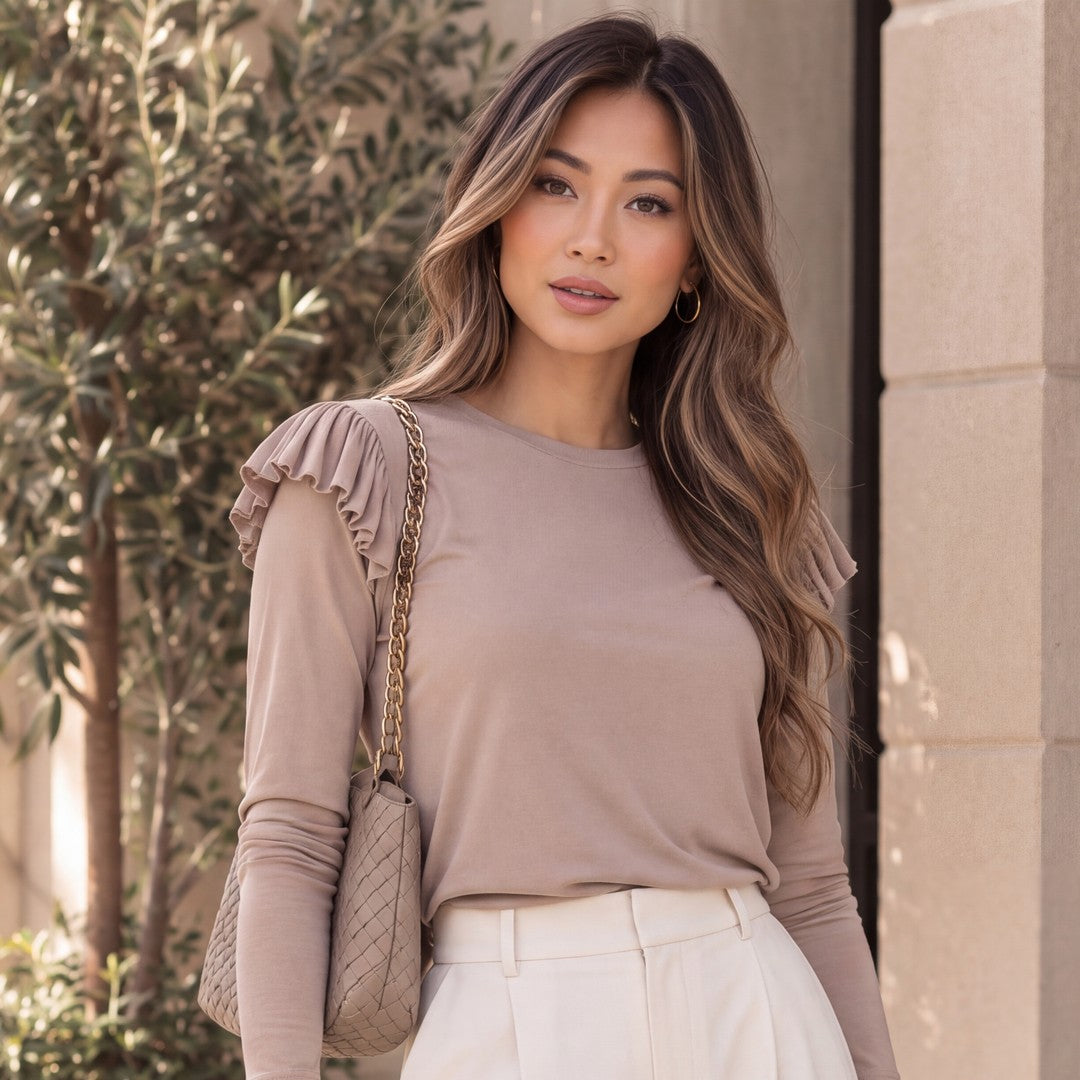 Brigitte Brianna Shoulder Ruffle Top