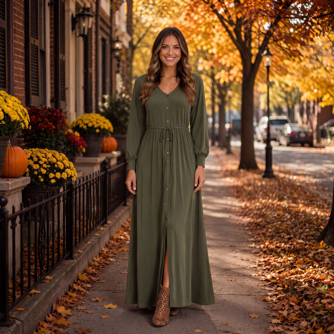 Brigitte Brianna V-Neck Maxi Dress