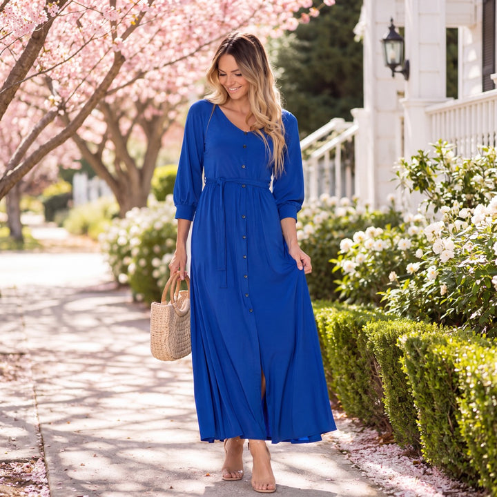 Brigitte Brianna V-Neck Maxi Dress