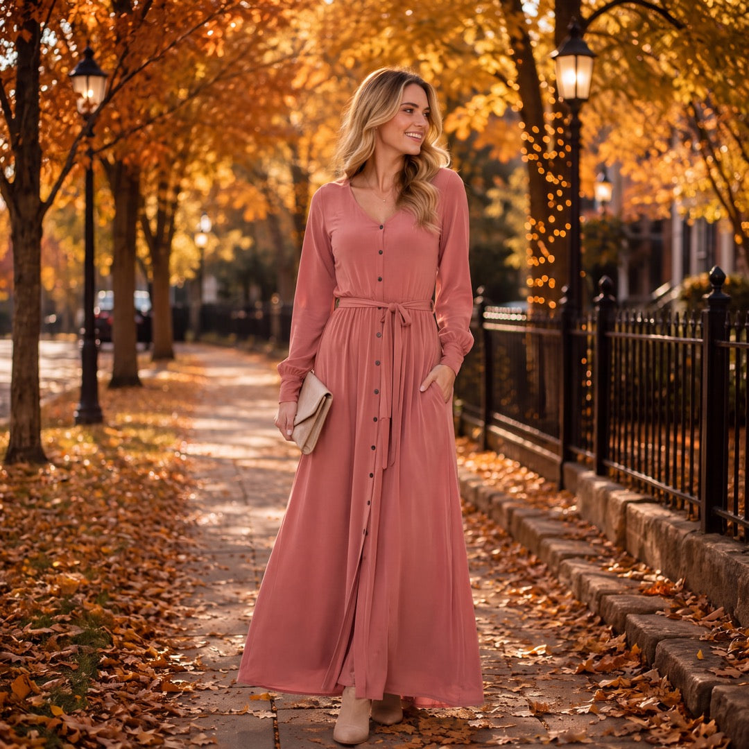 Brigitte Brianna V-Neck Maxi Dress