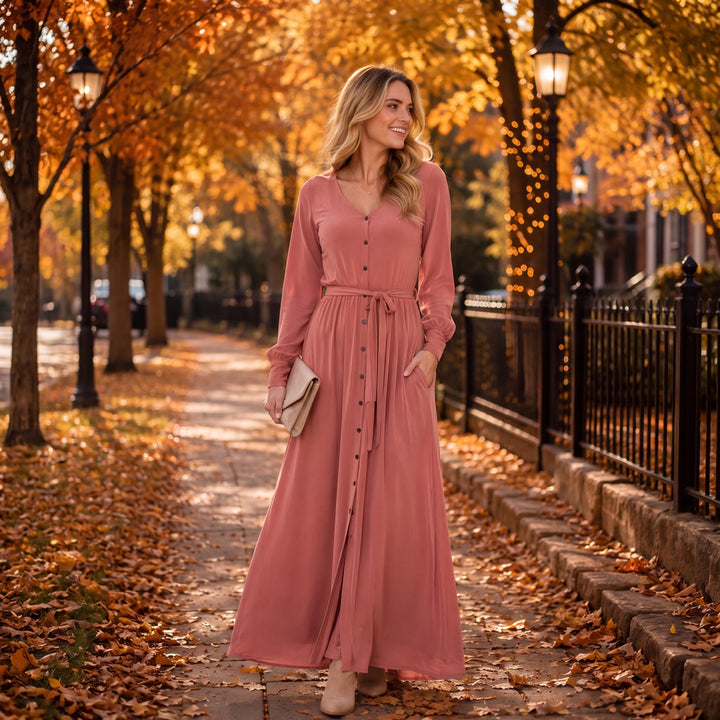 Brigitte Brianna V-Neck Maxi Dress