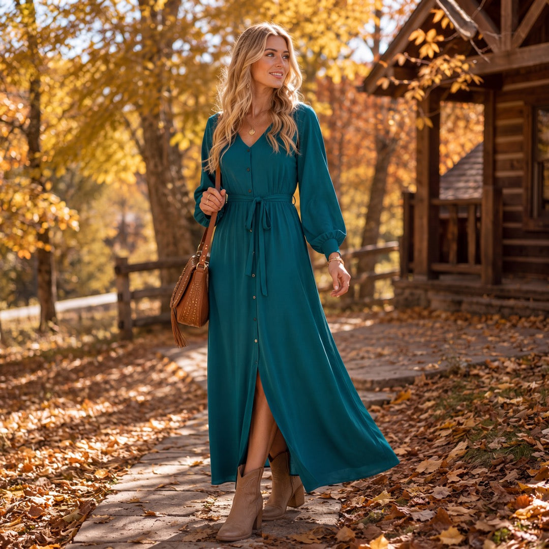 Brigitte Brianna V-Neck Maxi Dress